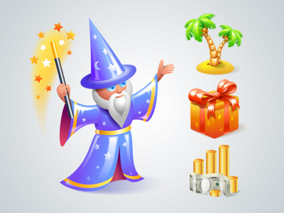 wizard icon, icons, present, island